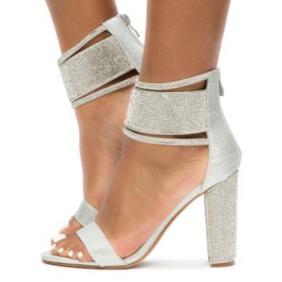 SOPHIA | GLAM RHINESTONE ANKLE CUFF HEELS - Picture 4 of 5